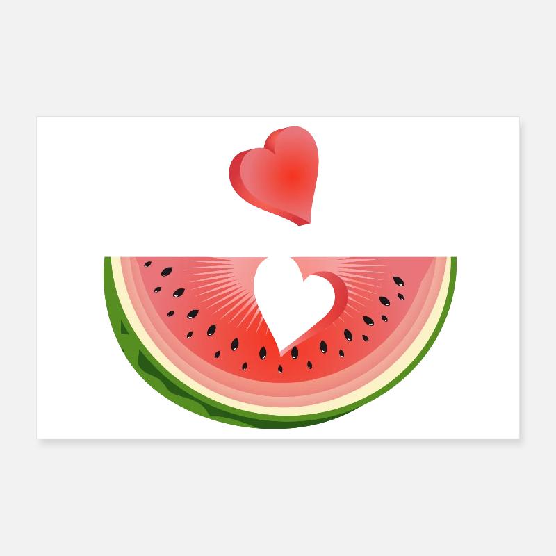 Stykke vandmelon med hjerte Poster 30x20 cm