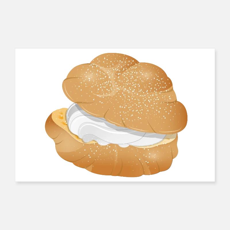 Illustration eines mit Sahne gefüllten Windbeutel Poster 30x20 cm