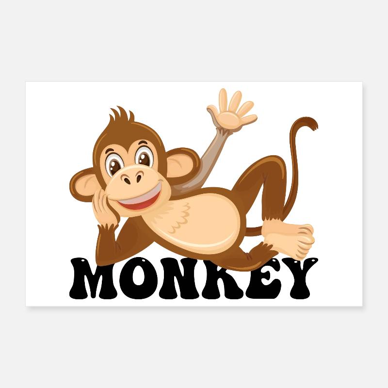 Illustration de salon de singe joyeux Poster 30 x 20 cm