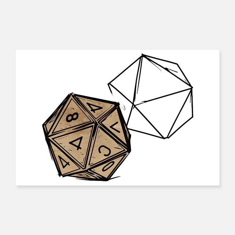 Painted RPG Cube – Artistic Dice Design Poster 12" x 8" (30x20 cm)