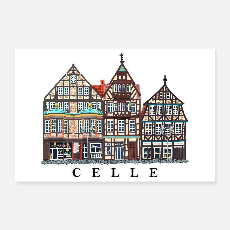 Celle, Basse-Saxe, Maisons à colombages, Allemagne Poster 30 x 20 cm