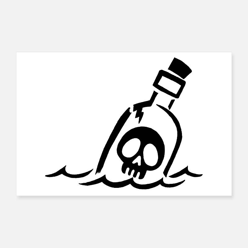 Black Skull in a Bottle Poster 12" x 8" (30x20 cm)