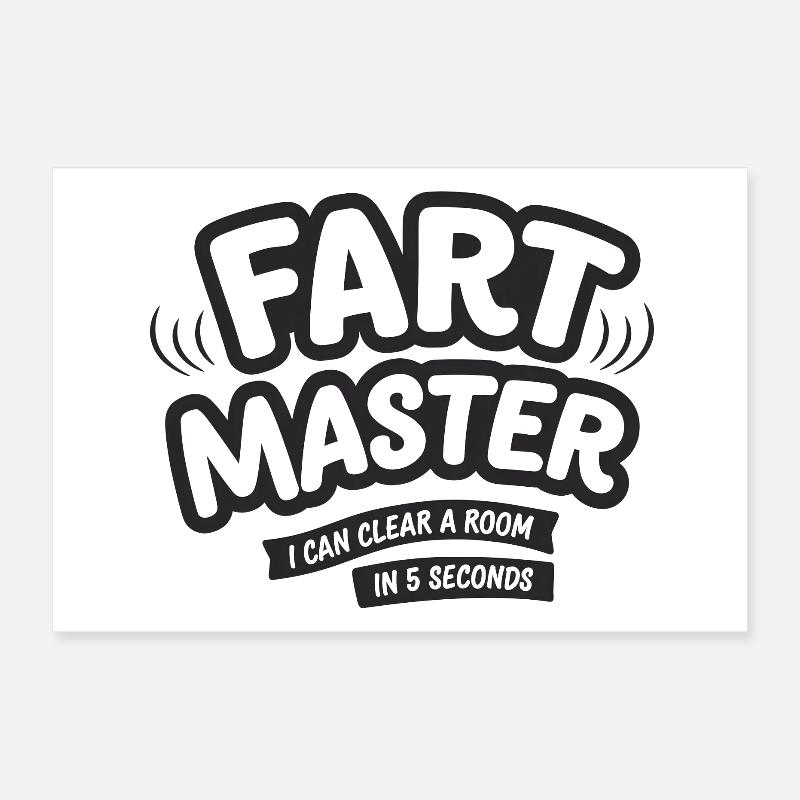 Fart Master Tee Funny Je peux vider une pièce en 5 sec. Poster 30 x 20 cm