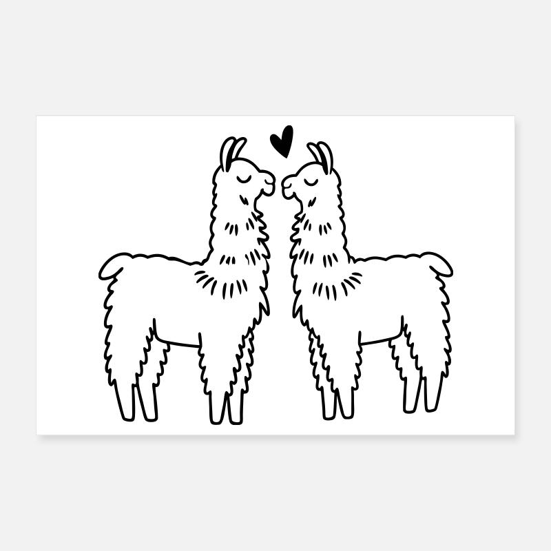 verliebte Lamas Poster 30x20 cm