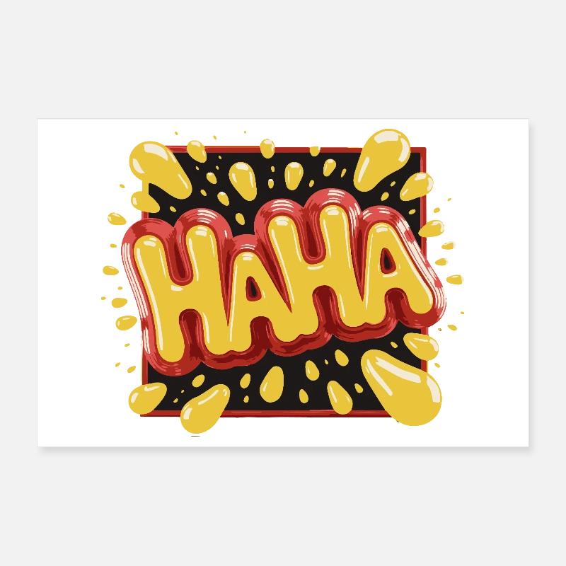 Lebhaftes Haha-Design im Comic-Stil Poster 30x20 cm