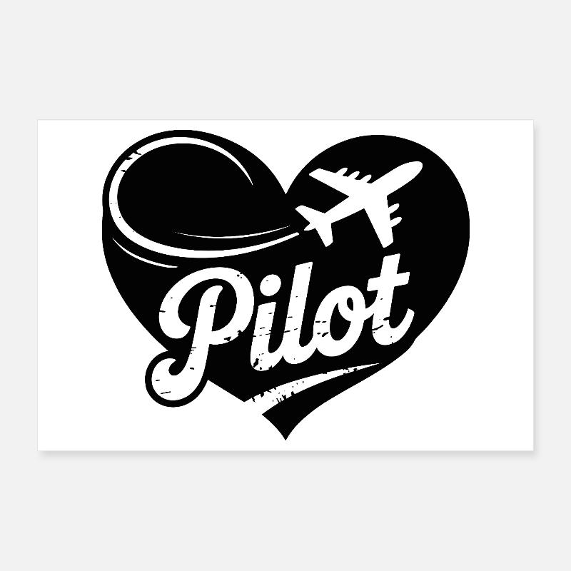 Pilot Herz Design Poster 30x20 cm