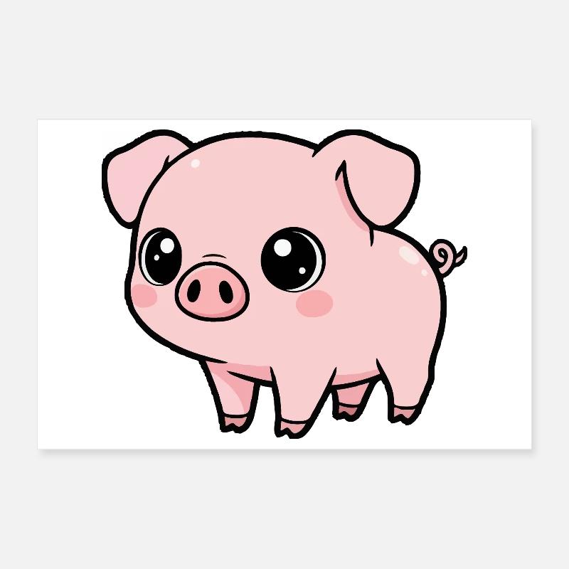 Cochon Kawaii Mignon Poster 30 x 20 cm