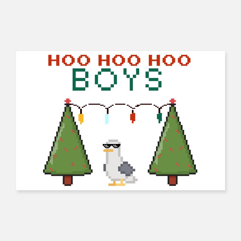 Pixel Seemöwe Weihnachts Boys Poster 30x20 cm