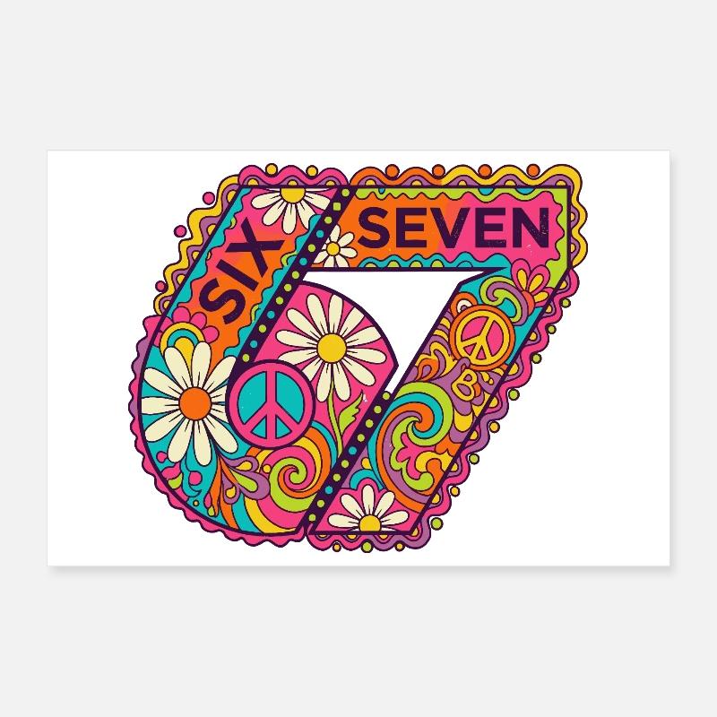 Psychedelische Sieben Blüten Poster 30x20 cm