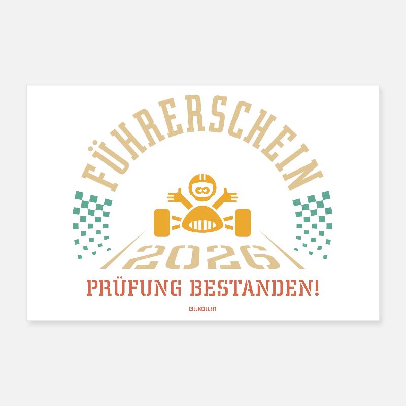 Driving licence 2026 – driving test passed! (4C) Poster 12" x 8" (30x20 cm)
