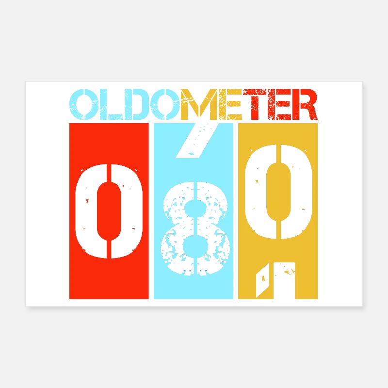 Oldometer 80 wird 80 Retro Geburtstags-Meilenstein Poster 30x20 cm
