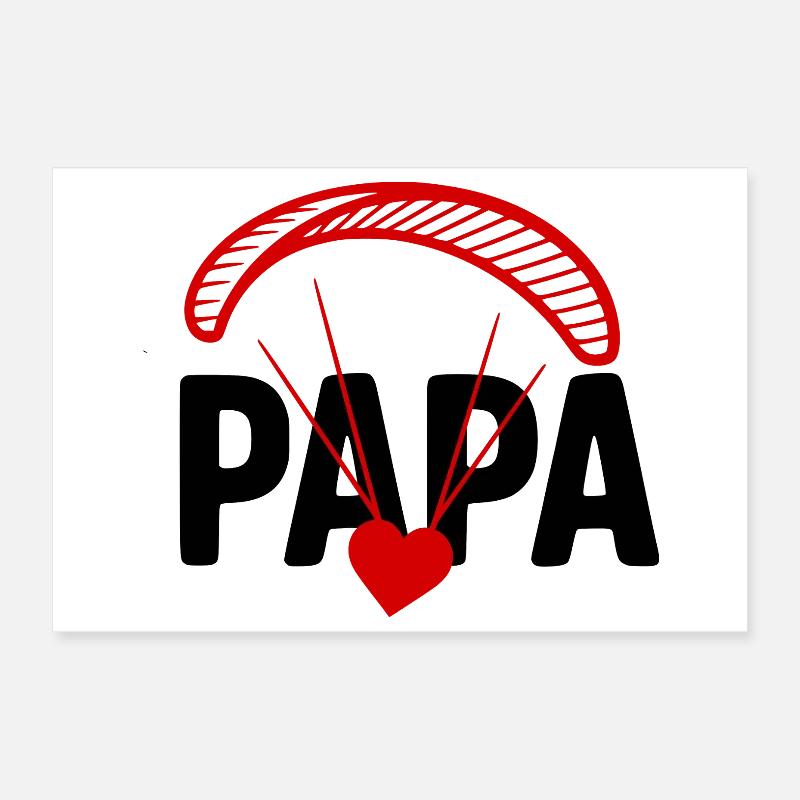 Papa Gleitschirm, Paragliding mit Herz Poster 30x20 cm