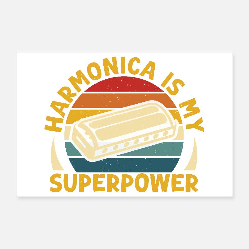 Harmonica drôle est mon super-pouvoir harmonica Poster 30 x 20 cm