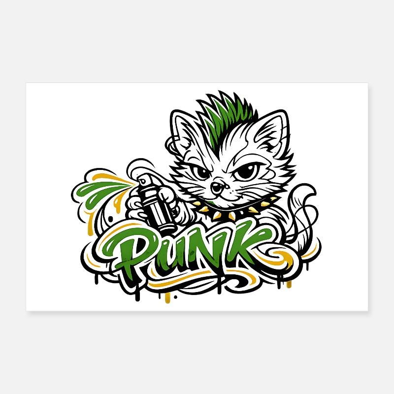 Punkkatz Graffiti Mohawk Poster 30x20 cm