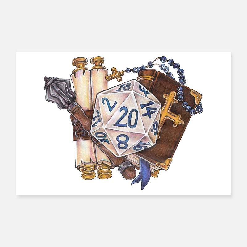 Rollenspiel Tabletop D20 Würfel Geschenk Kleriker Poster 30x20 cm