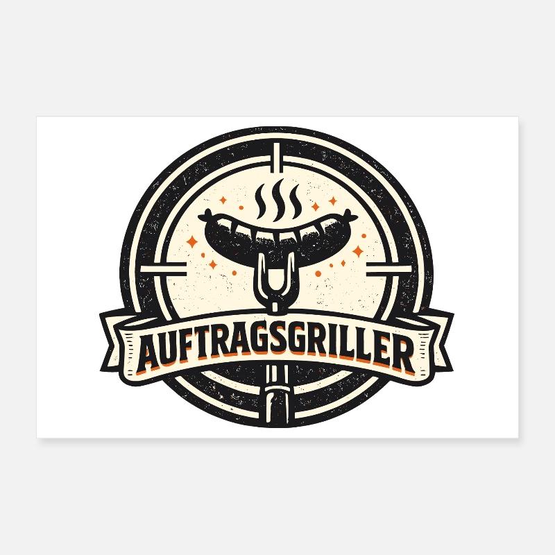 Contract Griller Funny BBQ Gift Men Poster 12" x 8" (30x20 cm)