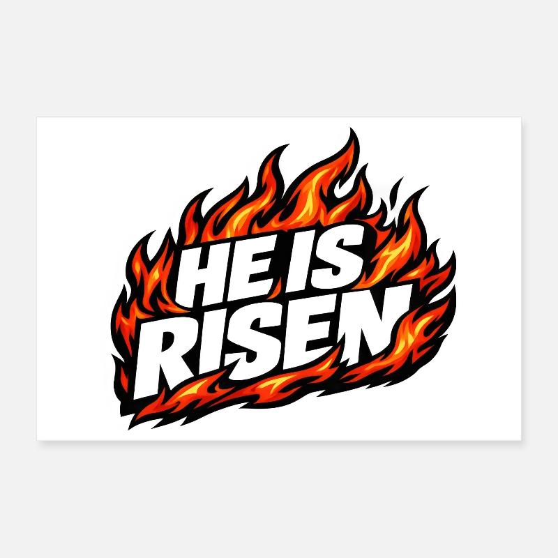 He is risen Flames Vintage Poster 12" x 8" (30x20 cm)