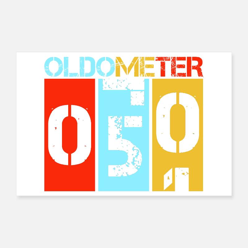 Oldometer 50 Vintage Retro 50th Birthday Poster 12" x 8" (30x20 cm)