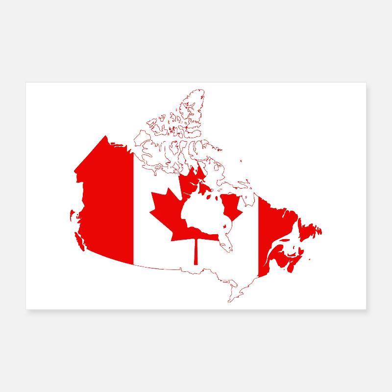 Canada Map Flag Silhouette Poster 12" x 8" (30x20 cm)