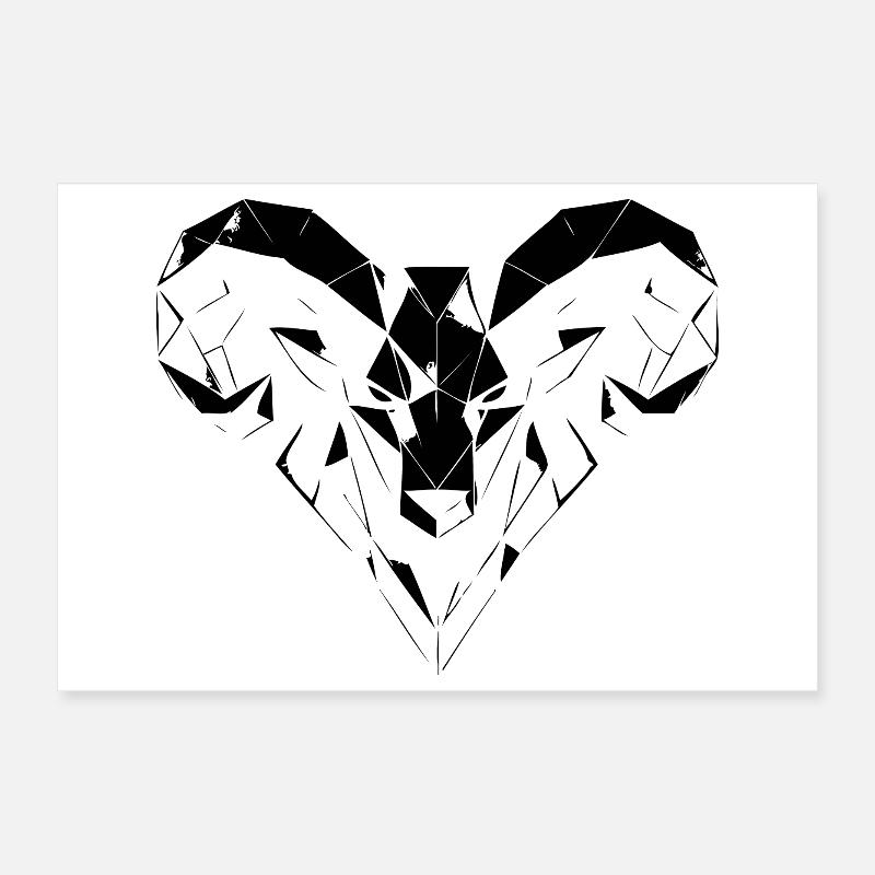 Bélier géométrique – Force & Courage Poster 30 x 20 cm