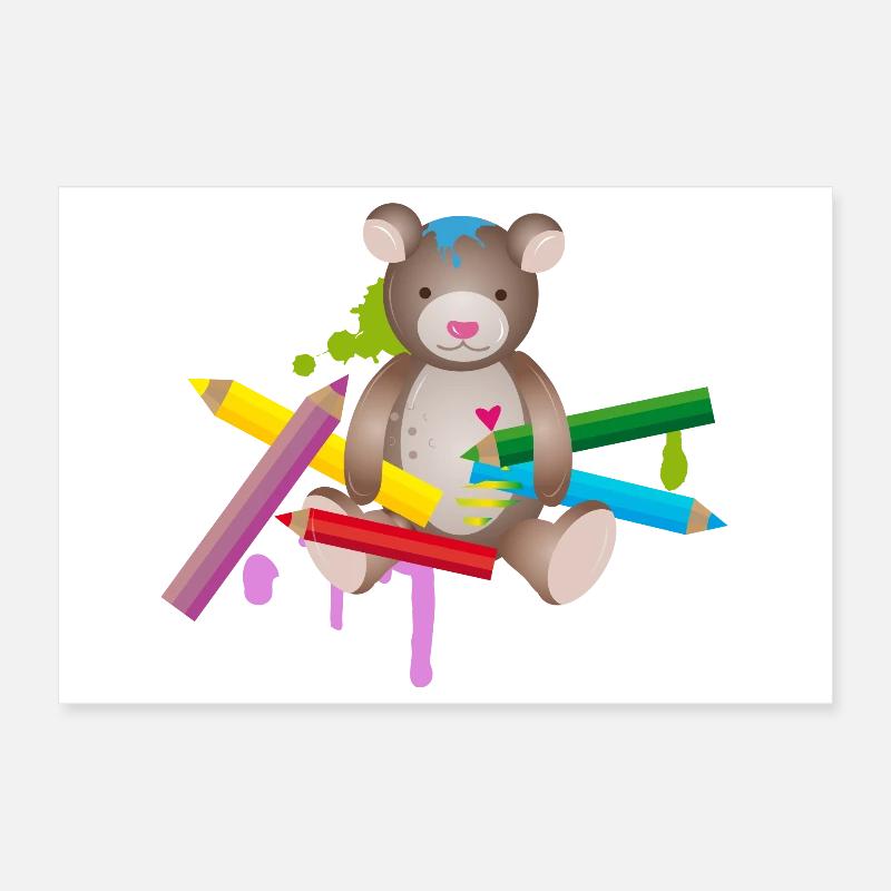 Ours créatif avec des crayons colorés Poster 30 x 20 cm