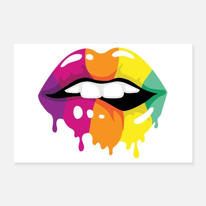 Coloured Lips Poster 12" x 8" (30x20 cm)