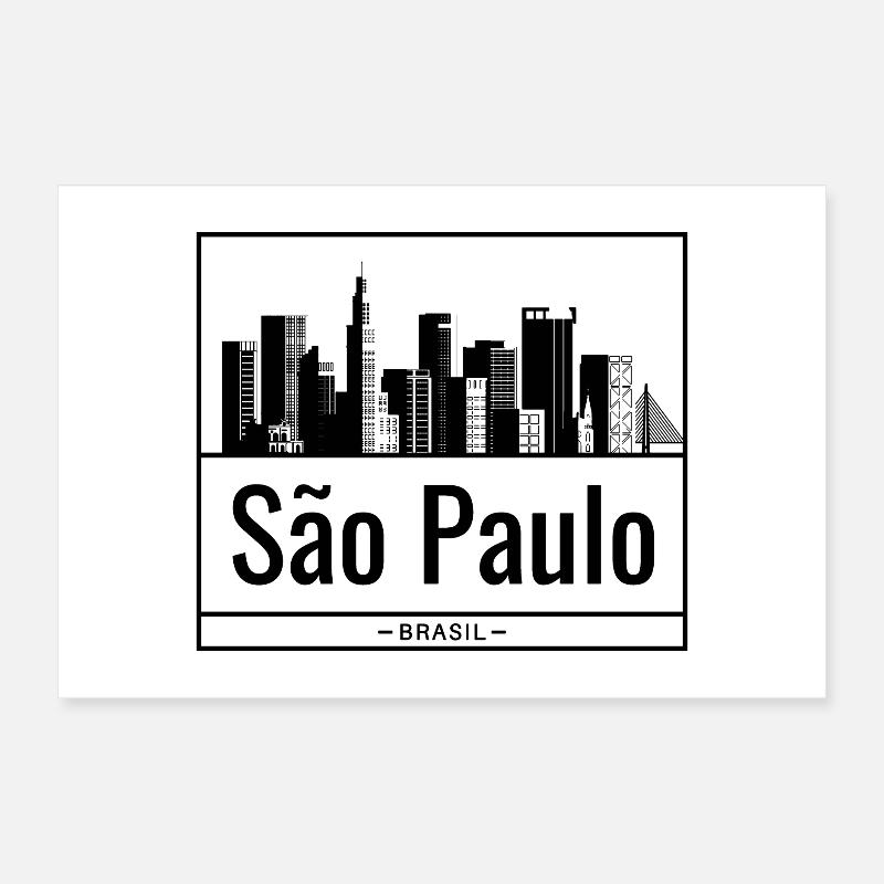 São Paulo Brésil Skyline Design Poster 30 x 20 cm
