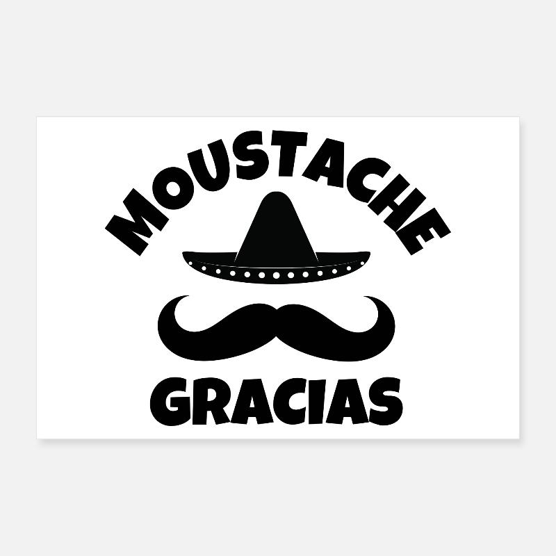 mustache, mustache, mustache gracias Poster 12" x 8" (30x20 cm)