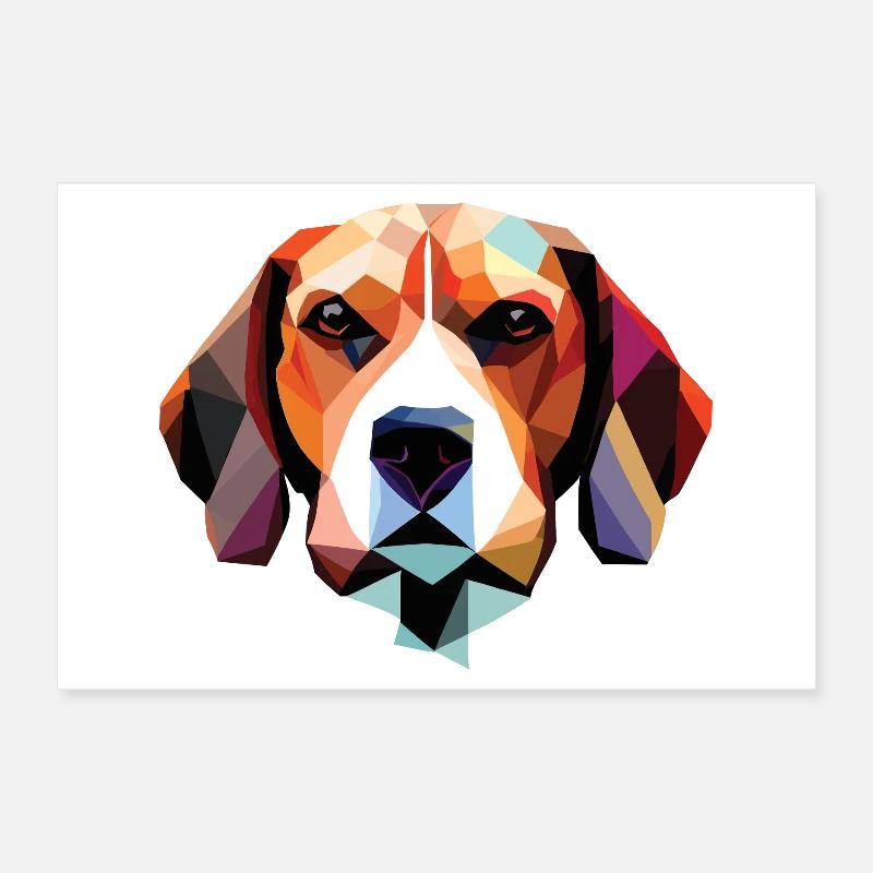 Beagle Dog Polygon Poster 12" x 8" (30x20 cm)