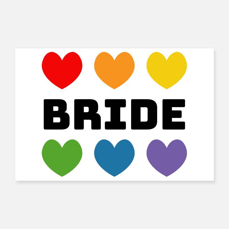 Regenbogenherzchen Bride schwarz Poster 30x20 cm