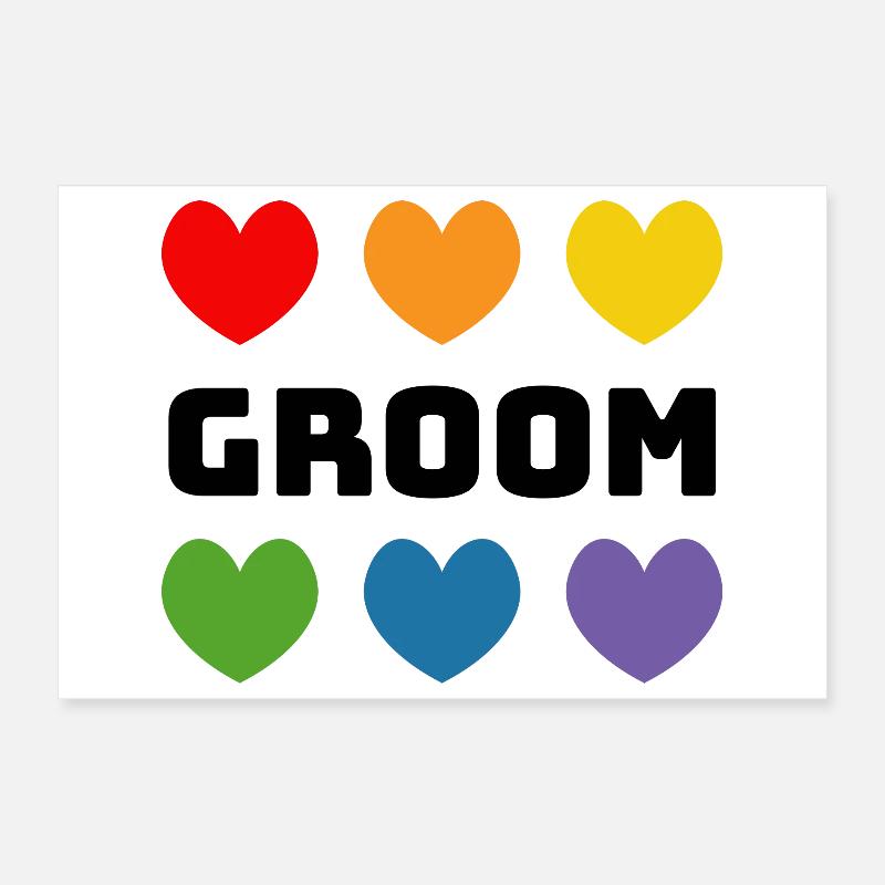 Rainbow Hearts Groom noir Poster 30 x 20 cm