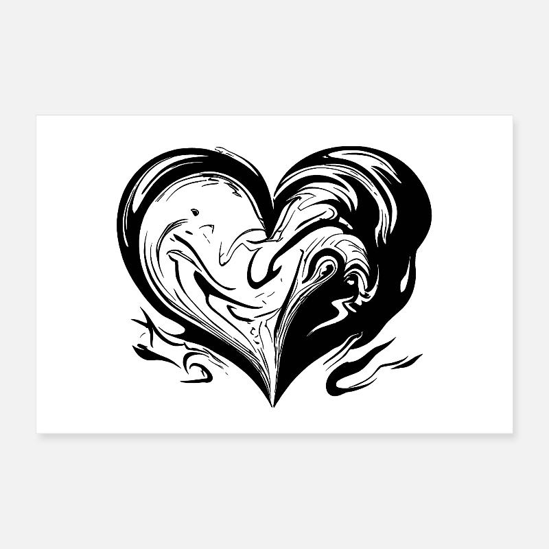 Coeur courbé Poster 30 x 20 cm
