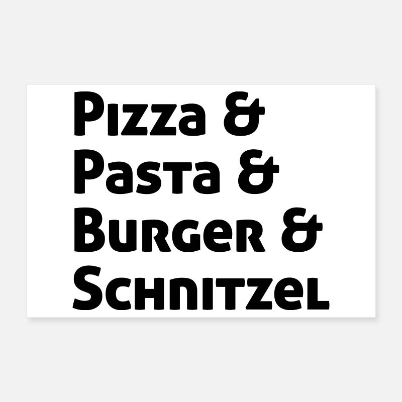 Pizza Pasta Burger und Schnitzel Poster 30x20 cm