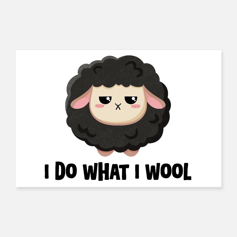 Mignon mouton noir avec dicton Poster 30 x 20 cm