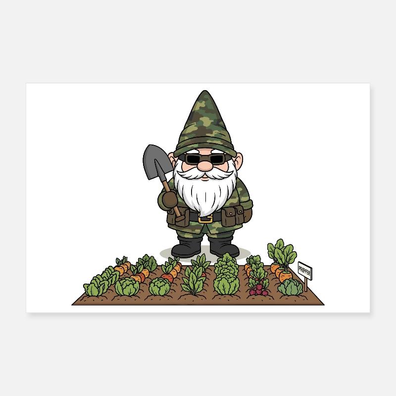 Prepper gnome in the vegetable patch Poster 12" x 8" (30x20 cm)