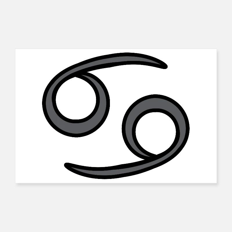 Krebs Sternzeichen Symbol Schwarz & Grau Poster 30x20 cm