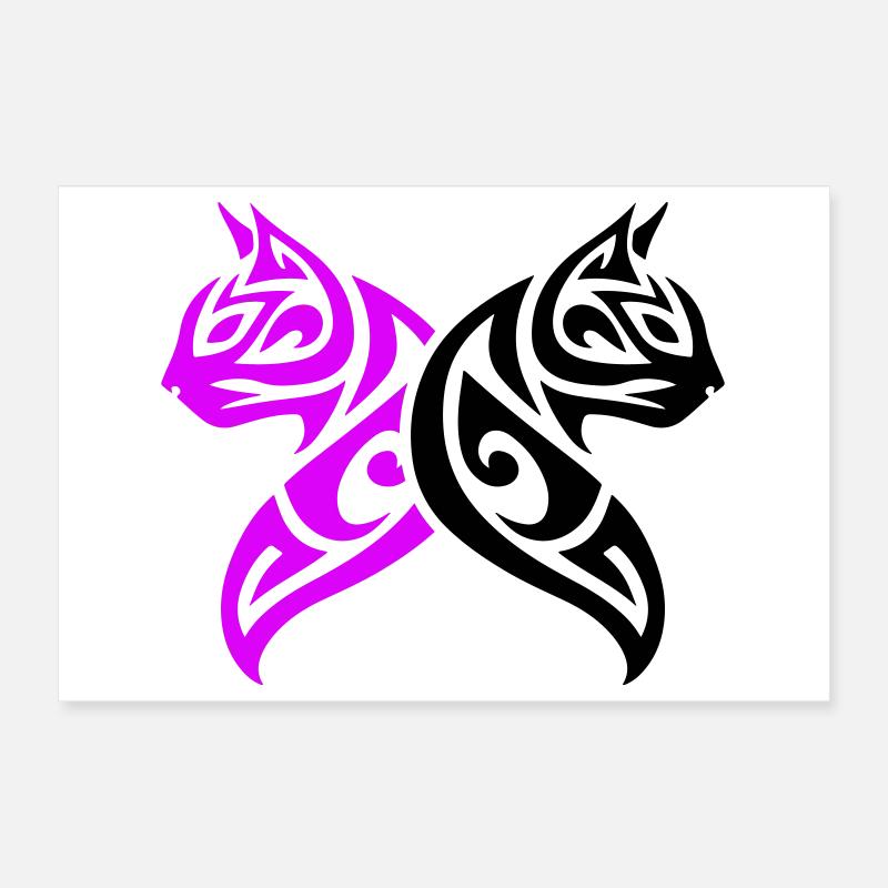 Chats Tribal Cat Design Poster 30 x 20 cm