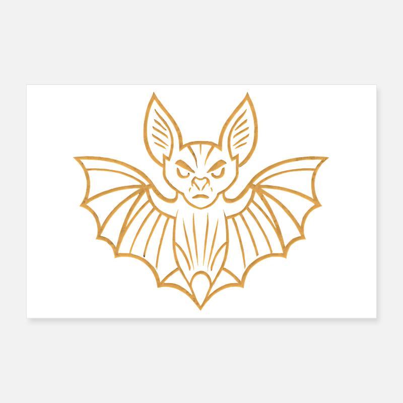 Conception de lignes de chauve-souris dorées Poster 30 x 20 cm