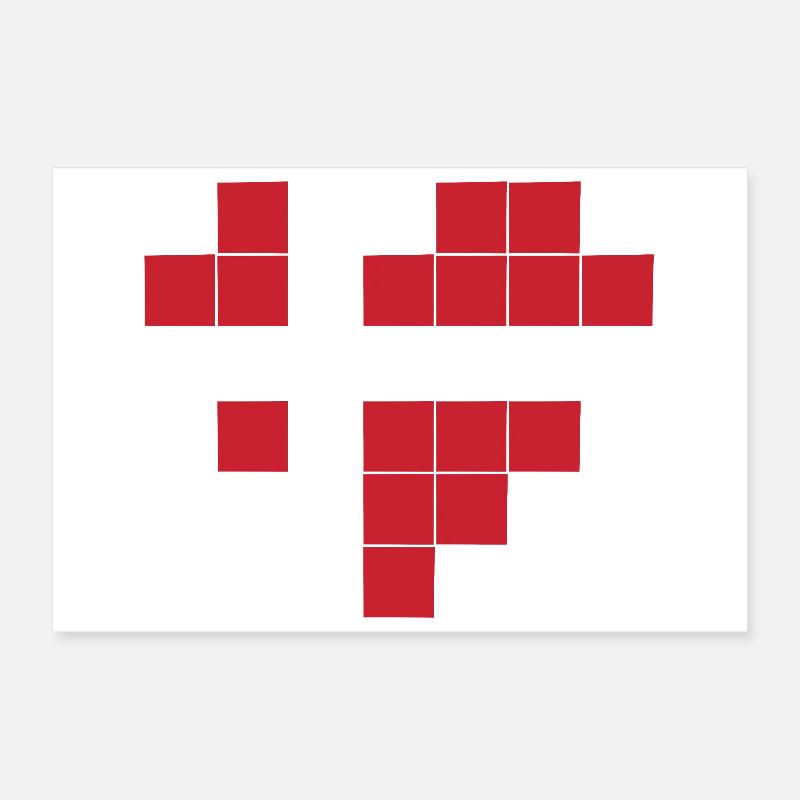 Pixel Herz Dänemark Flagge Poster 30x20 cm