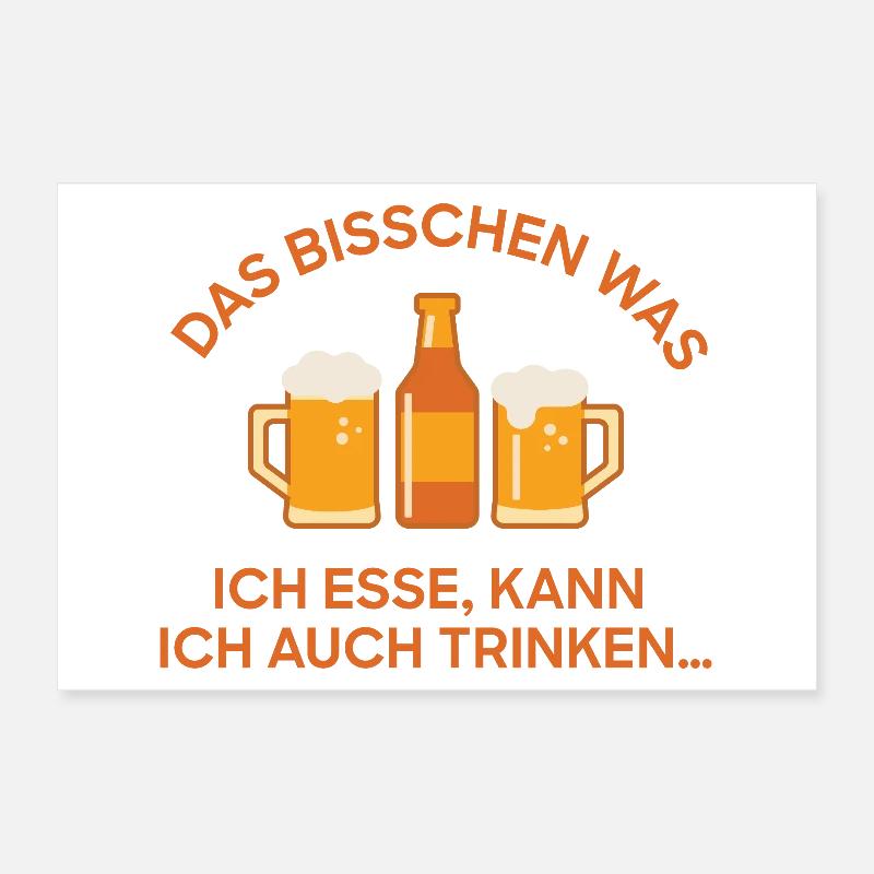 Bier Trio Spruch: Was ich esse, trinke ich einfach Poster 30x20 cm