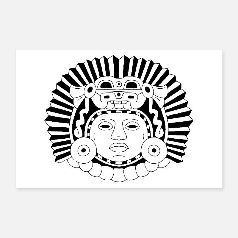 Roi dragon aztèque (noir) Poster 30 x 20 cm