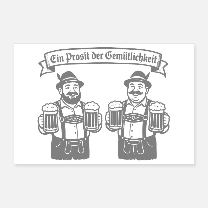 Bier männer - Ein Prosit der Gemütlichkeit Poster 12" x 8" (30x20 cm)