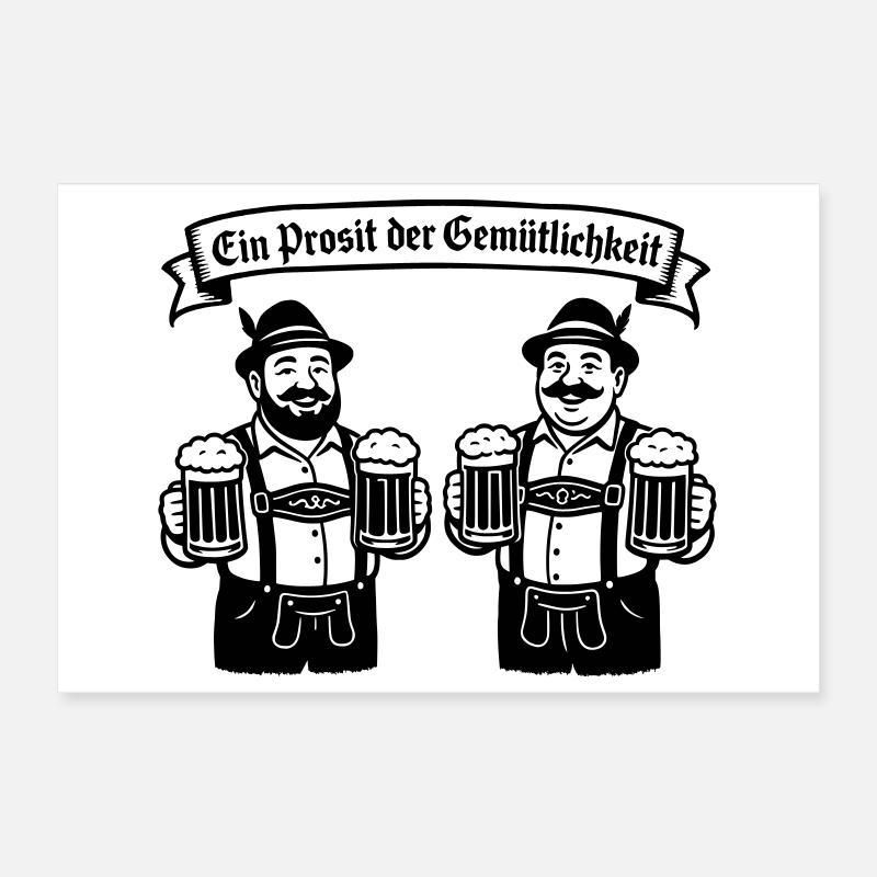 Bier männer - Ein Prosit der Gemütlichkeit Poster 12" x 8" (30x20 cm)
