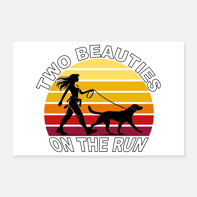 Deux beautés en fuite Dog Retro Design Poster 30 x 20 cm