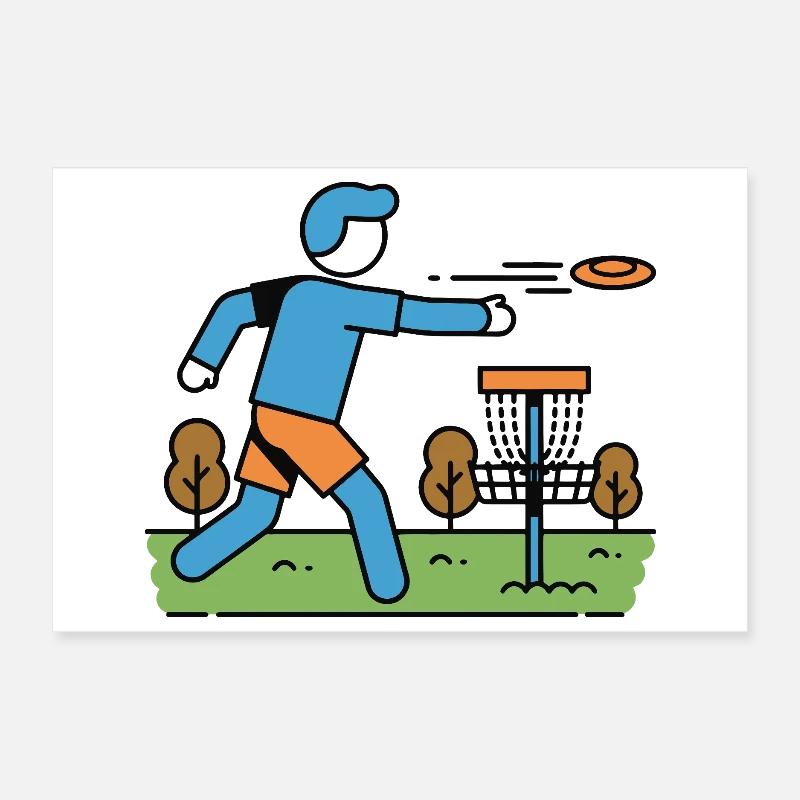 Disc Golf Flying Disc Golfer Disc Golf Basket Poster 12" x 8" (30x20 cm)