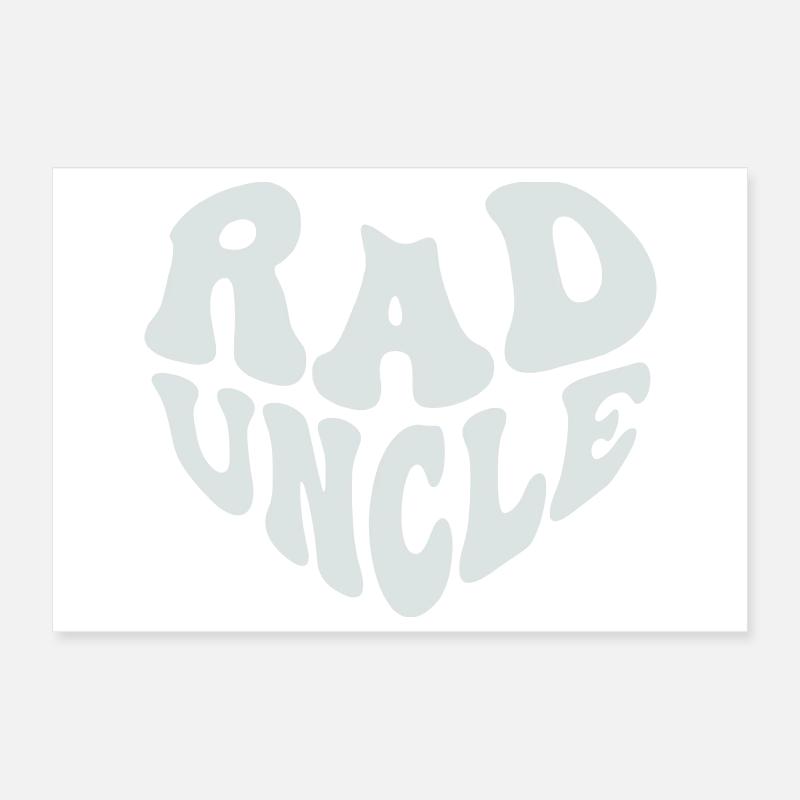 Retro Rad Uncle Heart - Cool Uncle (Custom Color) Poster 12" x 8" (30x20 cm)