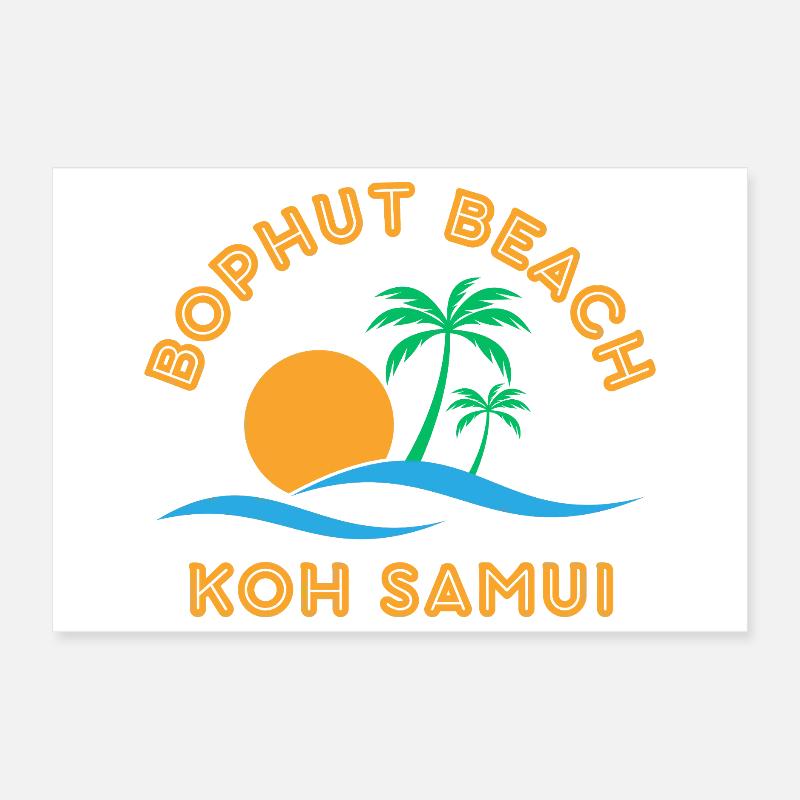 Koh Samui Beach Sunset Palm Poster 12" x 8" (30x20 cm)