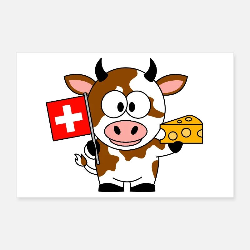 Vache au fromage du drapeau suisse Poster 30 x 20 cm