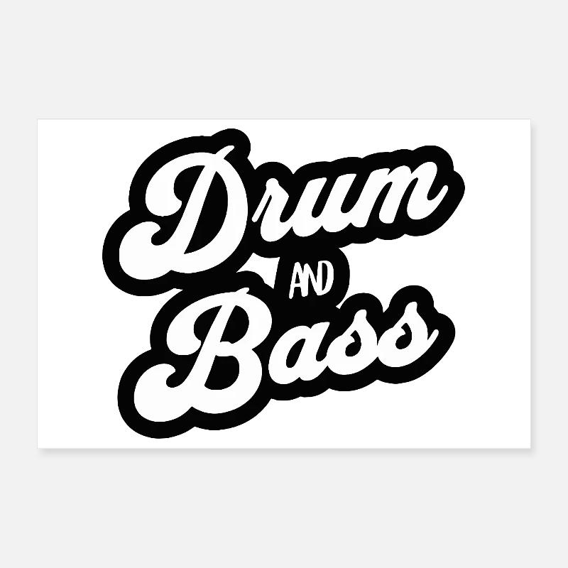Drum and Bass Script Logo Poster 30x20 cm