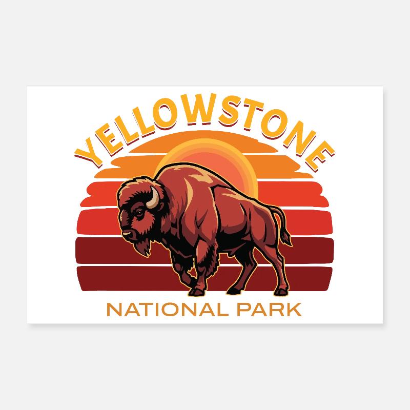 Yellowstone National Park Buffalo Bison Poster 12" x 8" (30x20 cm)